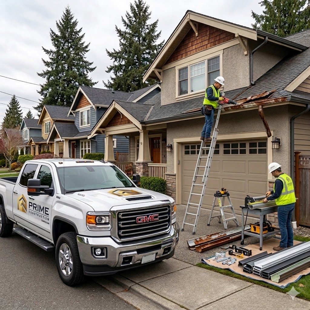 Professional gutters in Seattle by Prime Construction