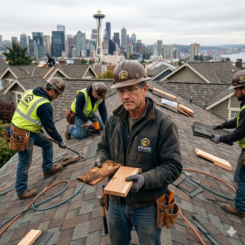 roof replacement in Seattle by Prime Construction